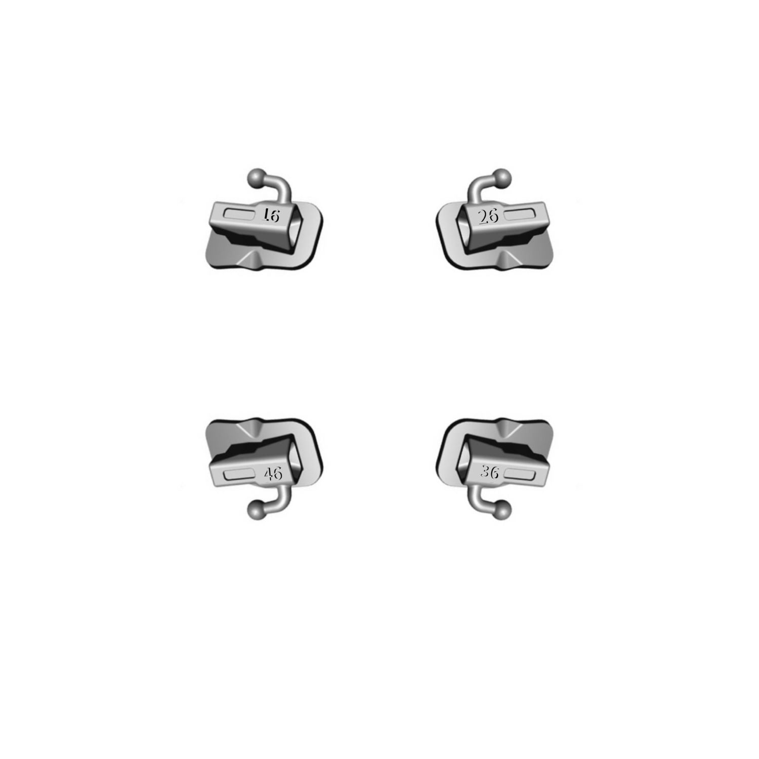 Tube Buccal orthodontique dentaire ISTAR, première molaire, collé, 4 pièces/sac