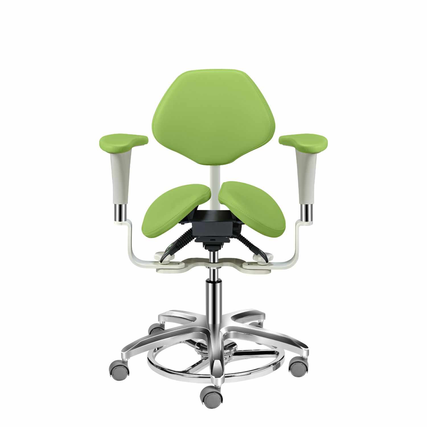 Dentist Saddle Chair, Ergonomic Stool with Foot Ring and Armrest