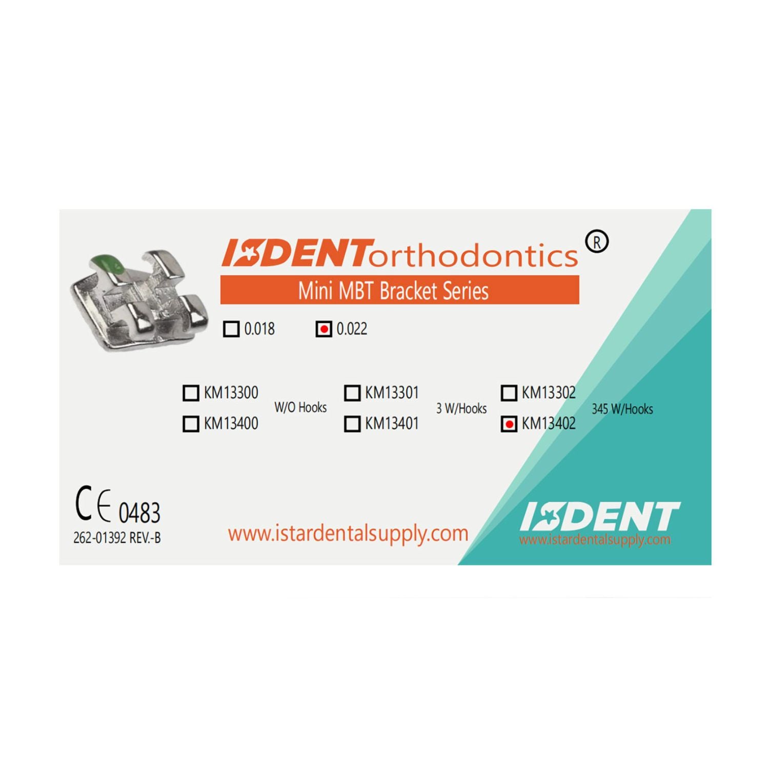 ISDENT Brace For Teeth, Metal Bracket MIM-III Mini (MBT 022), 20pcs/Box