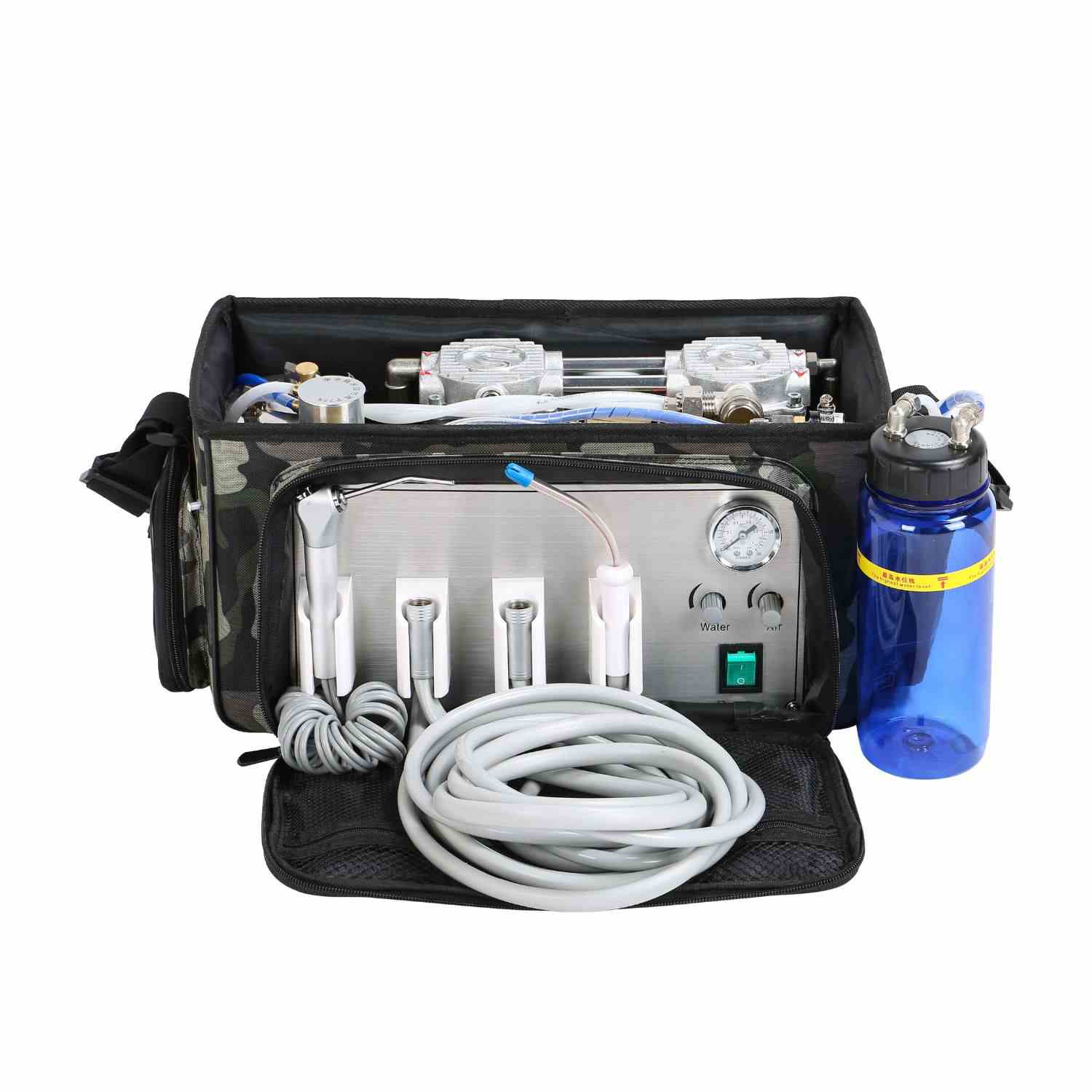 Backpack portable dental unit with compressor