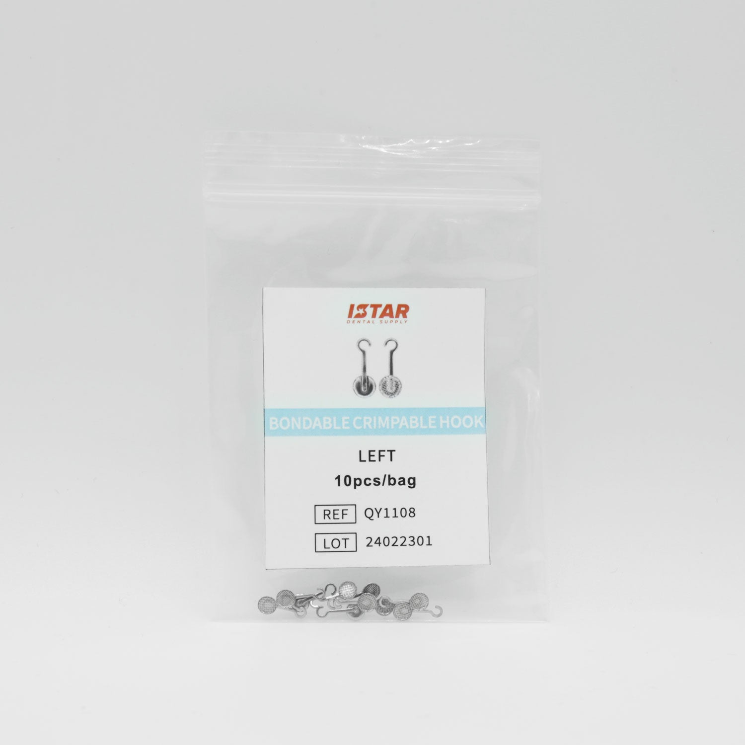 ISTAR Dental Orthodontic Crimpable Hook, Bondable, Left, 10Pcs/Bag