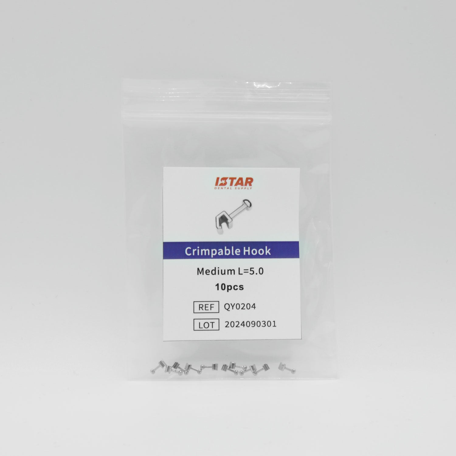 ISTAR Dental Orthodontic Crimpable Hook, Medium, 10Pcs/Bag