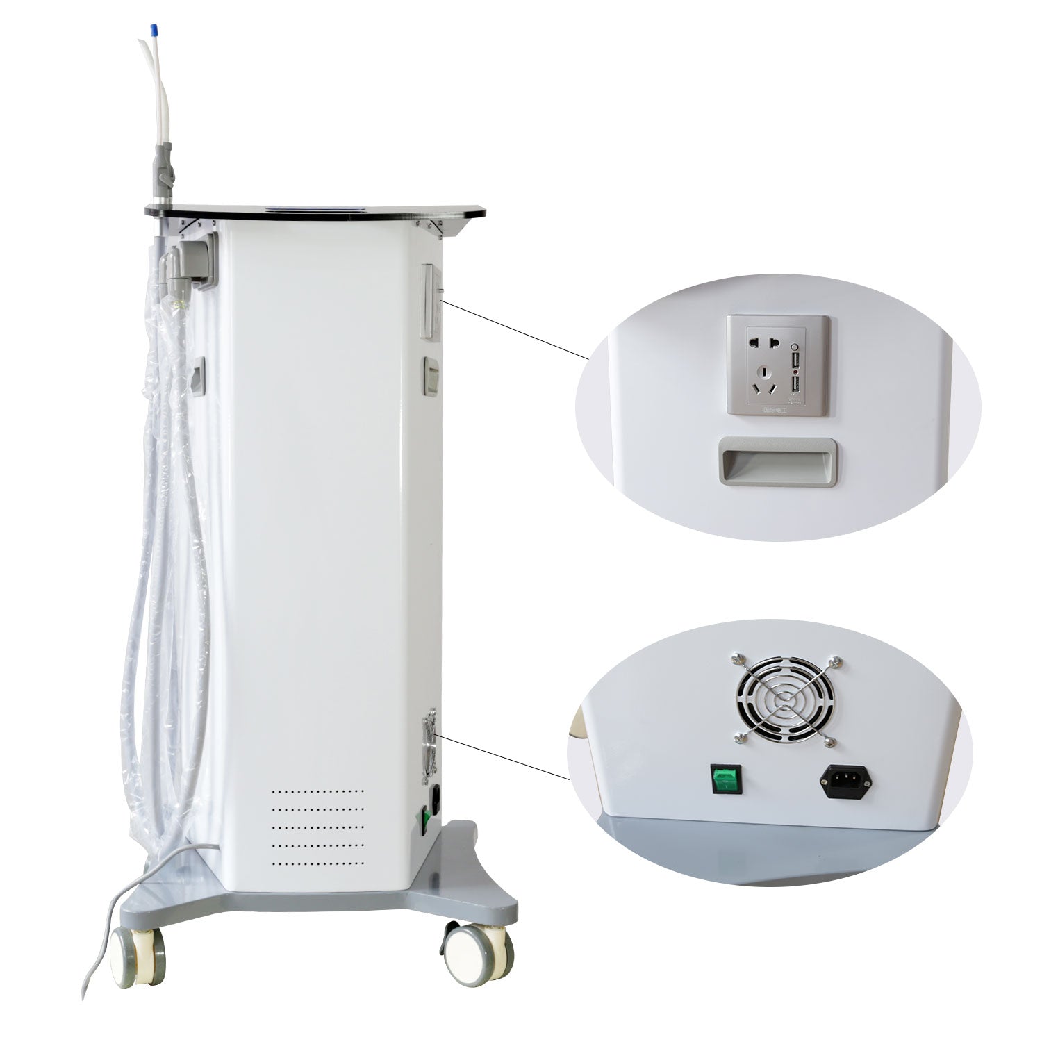 Portable Dental Vacuum Suction, Mobile Surgical Suction, FM-370X+