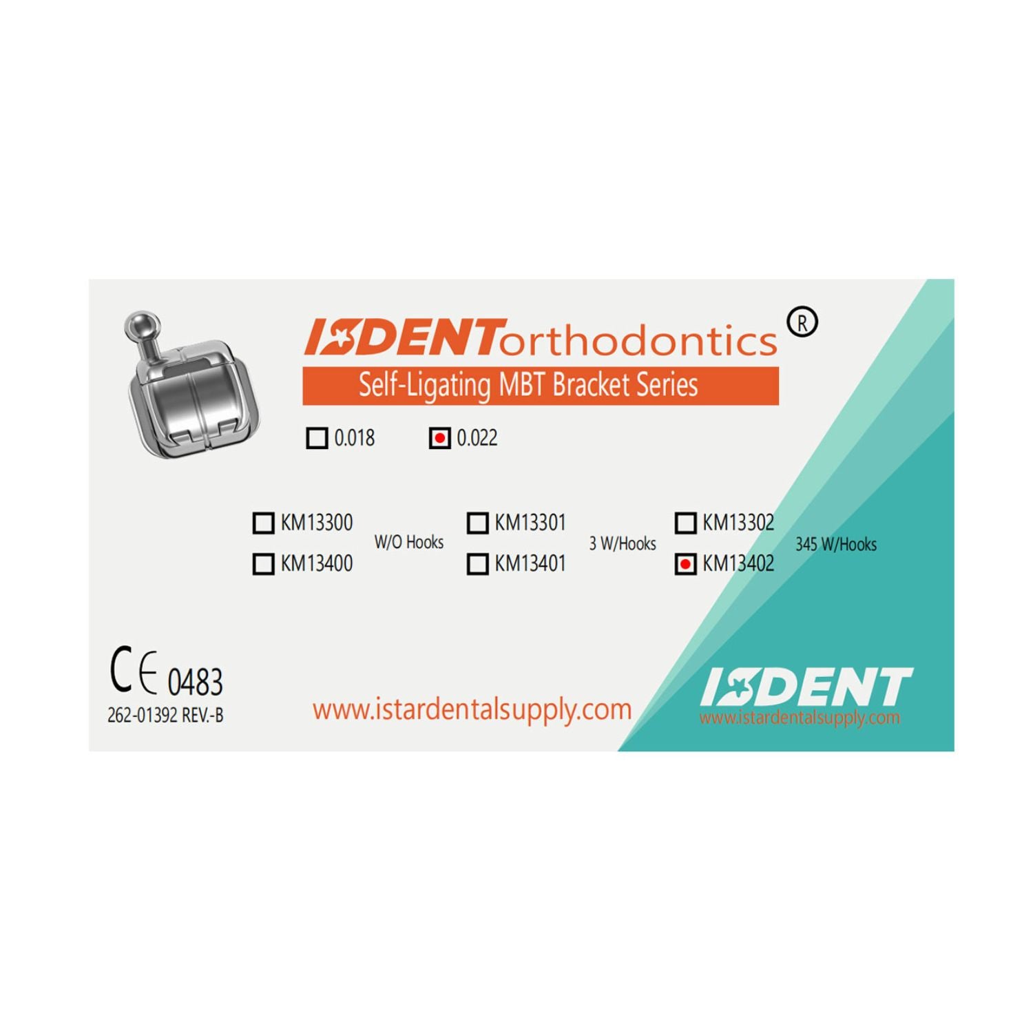 ISDENT Brace Teeth, Self-Ligating Metal Brackets Passive-I (MBT 022), 20PCS/Box