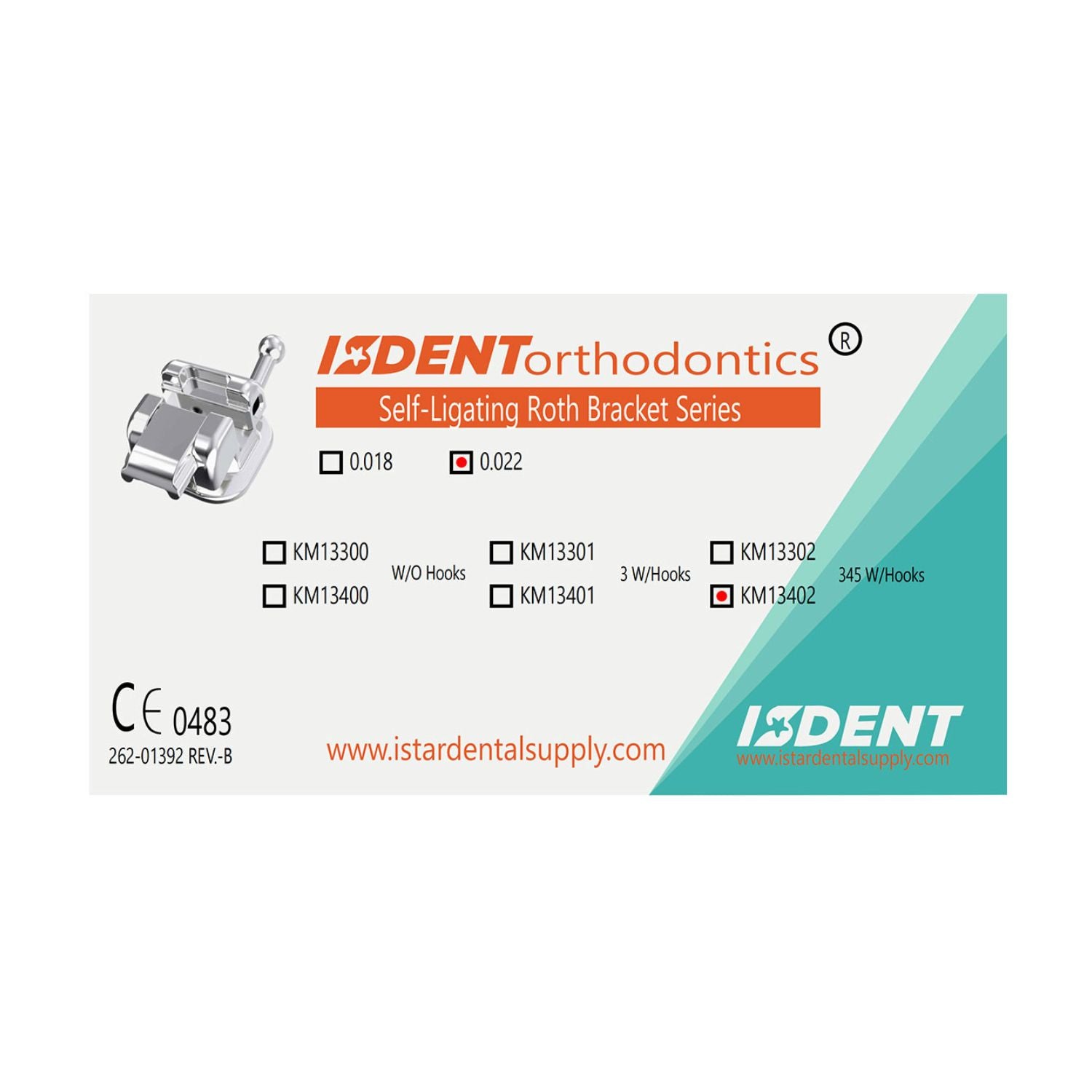 ISDENT Orthodontic Bracket, Dental Self-Ligating Metal Brackets Passive-VII (Roth 022), 20pcs/Box