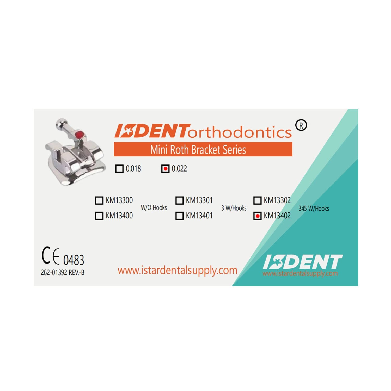 ISDENT Brace In Teeth, Metal Bracket MIM-III Mini （Roth 022), 20pcs/Box