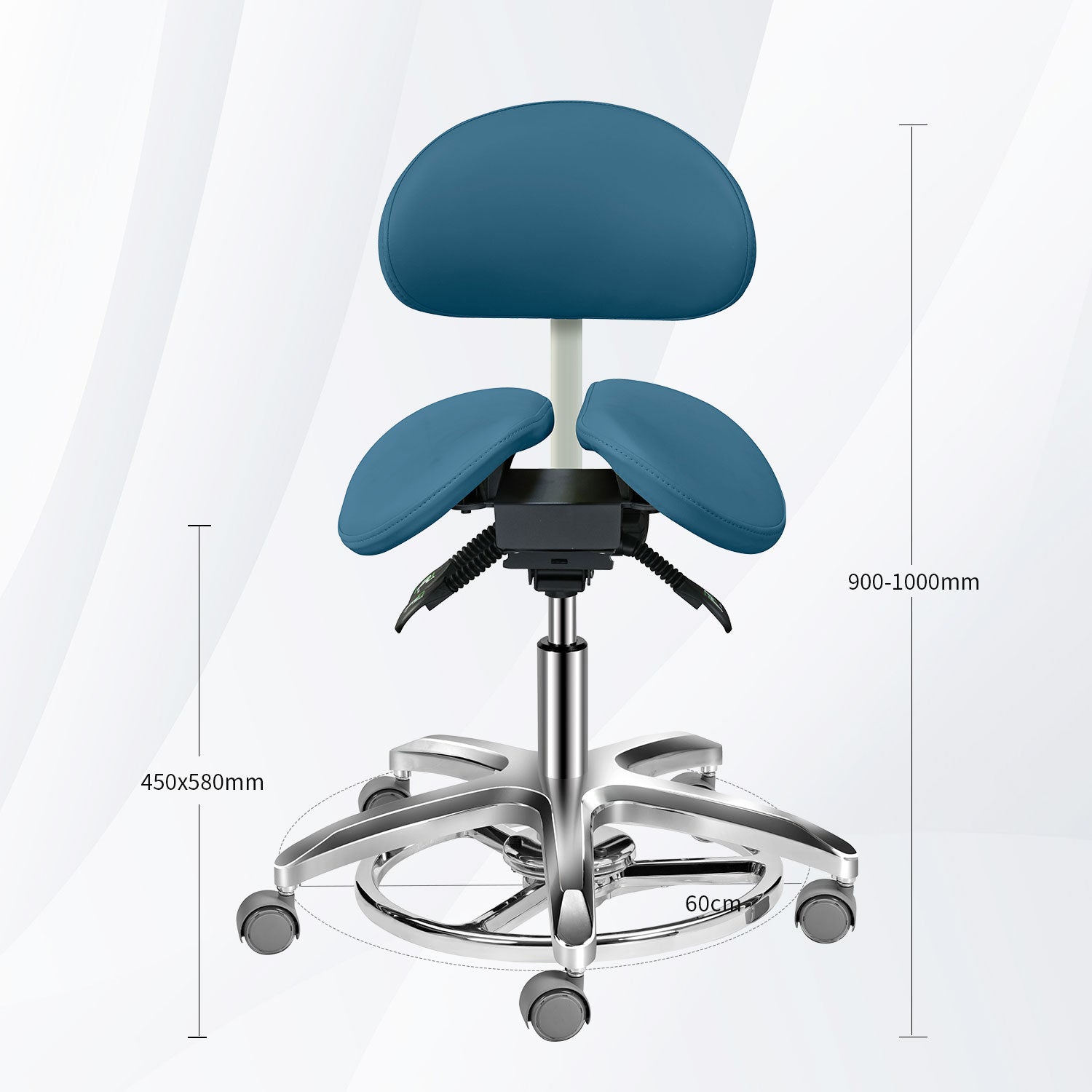 Taburete dental ergonómico con silla de montar, silla de dentista de cuero de microfibra con respaldo ancho, con control de pie ajustable