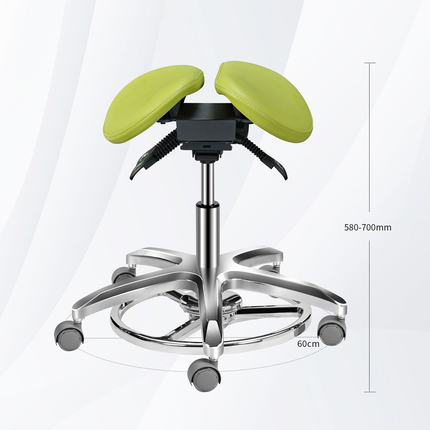 Saddle Stool Dental Ergonomic Chair, Microfiber Leather Two Flap Lift Rotary Dentist Stool, with Adjustable Foot Control