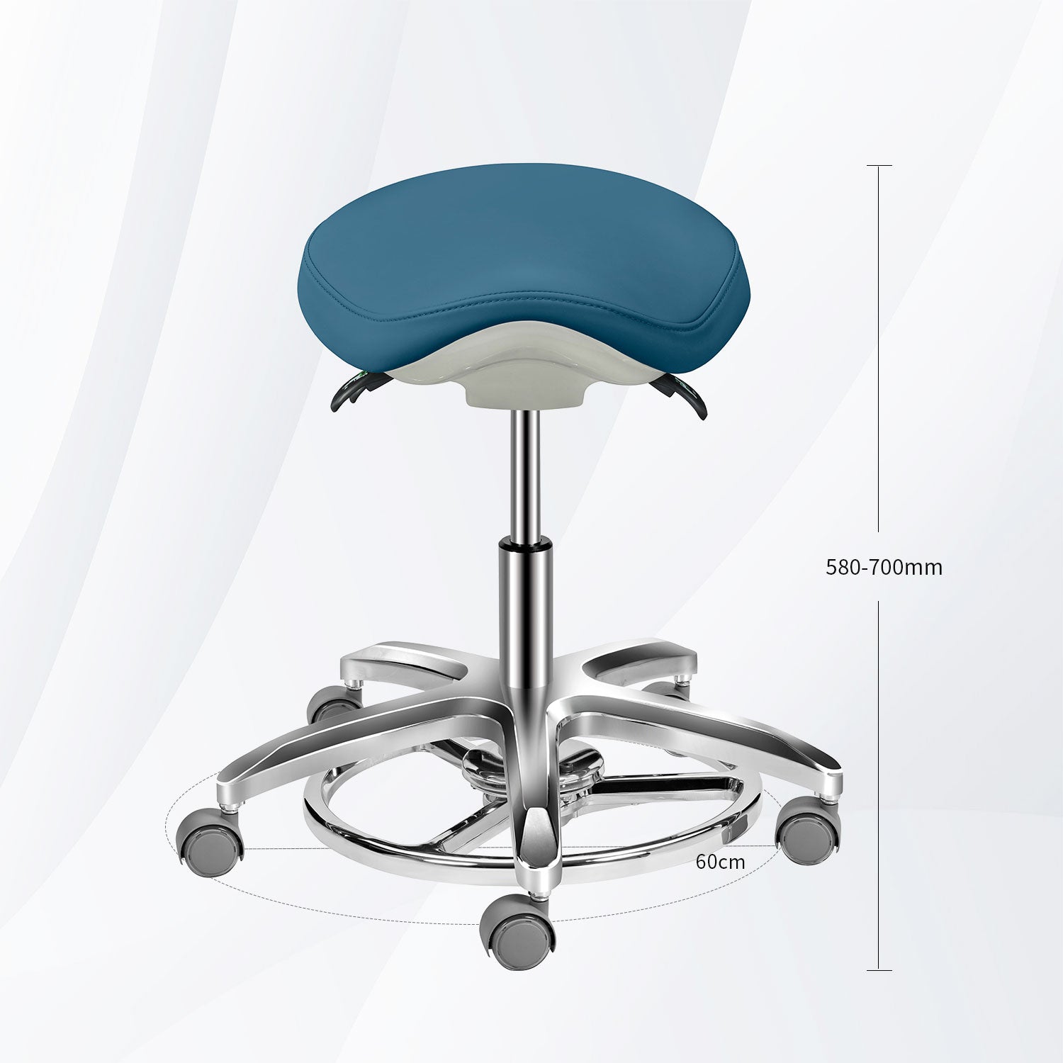 Dental Saddle Stool Ergonomic Chair, Microfiber Leather Dentist Stool And Assistant Stool, With Adjustable Foot Control