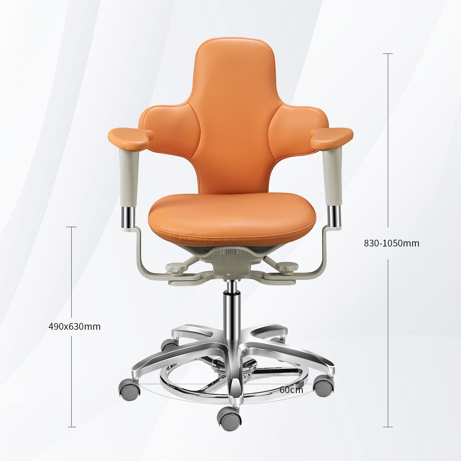 Dentist Stool with Foot Ring and Armrest, Microfiber Leather, Wide Backrest, Reduce Fatigue and Protect Doctor's Spine, Microscope Chair