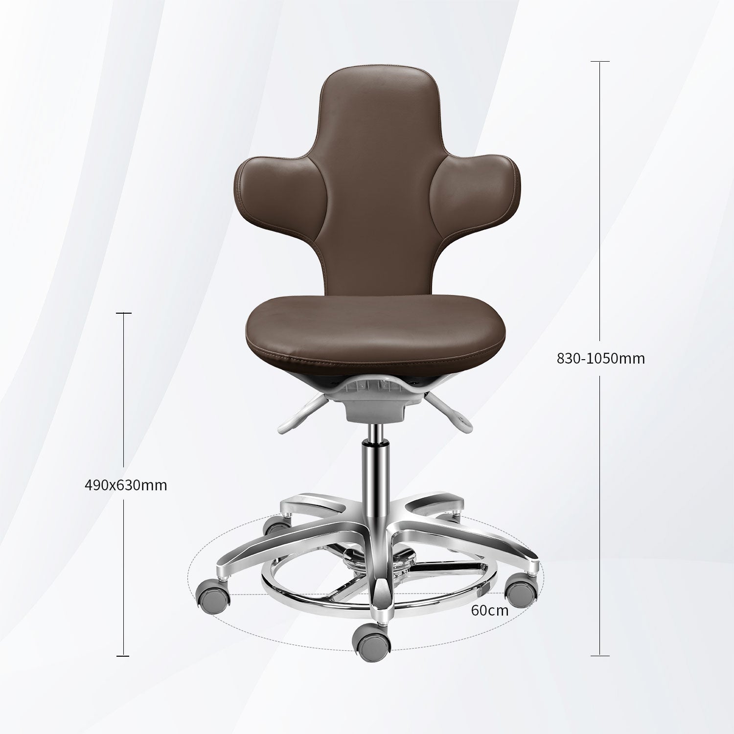 Silla de dentista, taburete ergonómico para dentista, respaldo ancho de cuero de microfibra, con control de pie ajustable