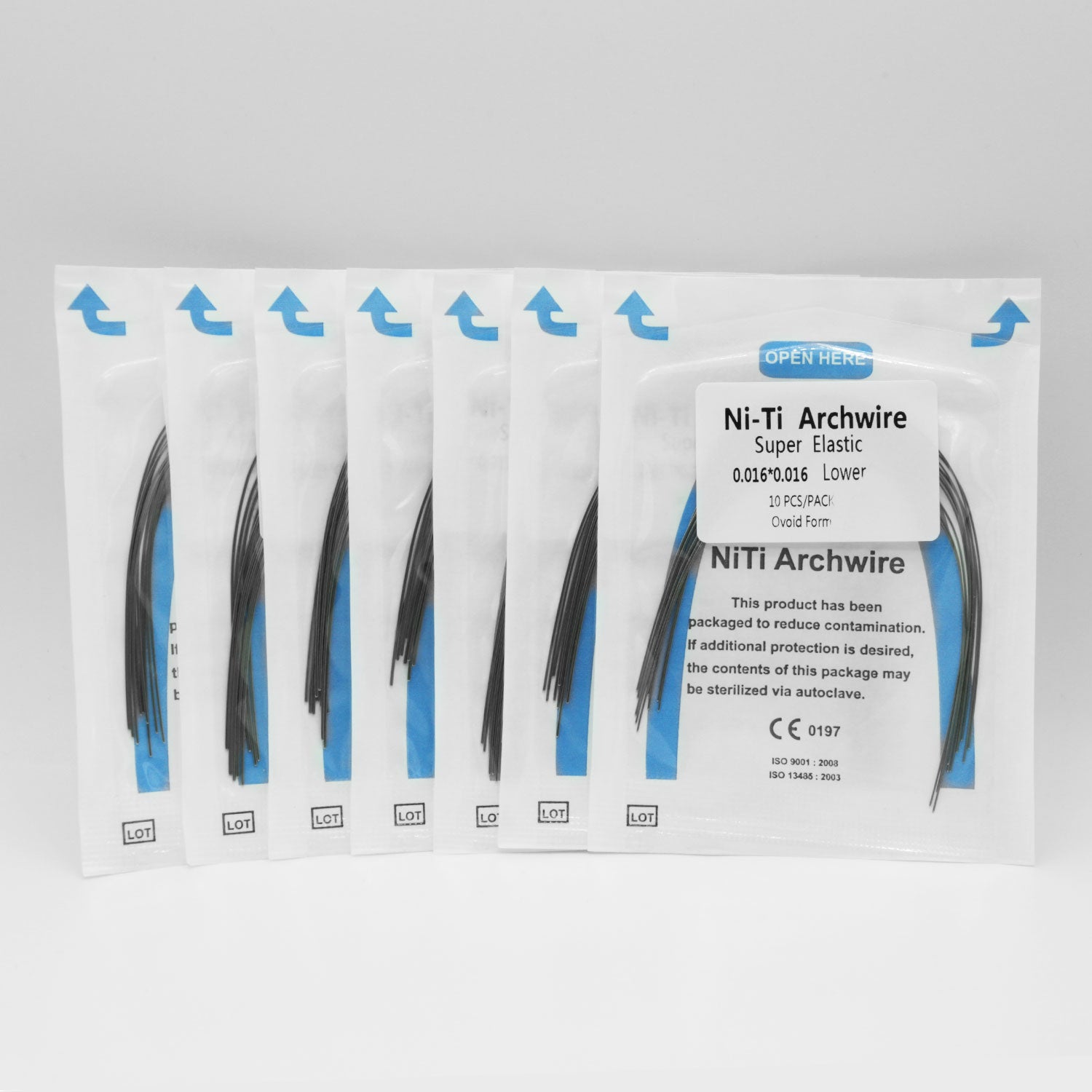 ISDENT NiTi Archwire, Super Elastic, Ovoid Form Rectangular Full Size,  Thick & Pokey Wire Braces, 10pcs/Pack