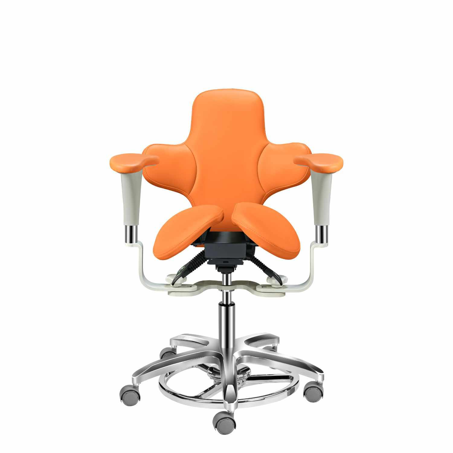 Dentist Saddle Chair, Ergonomic Stool with Foot Ring and Armrest