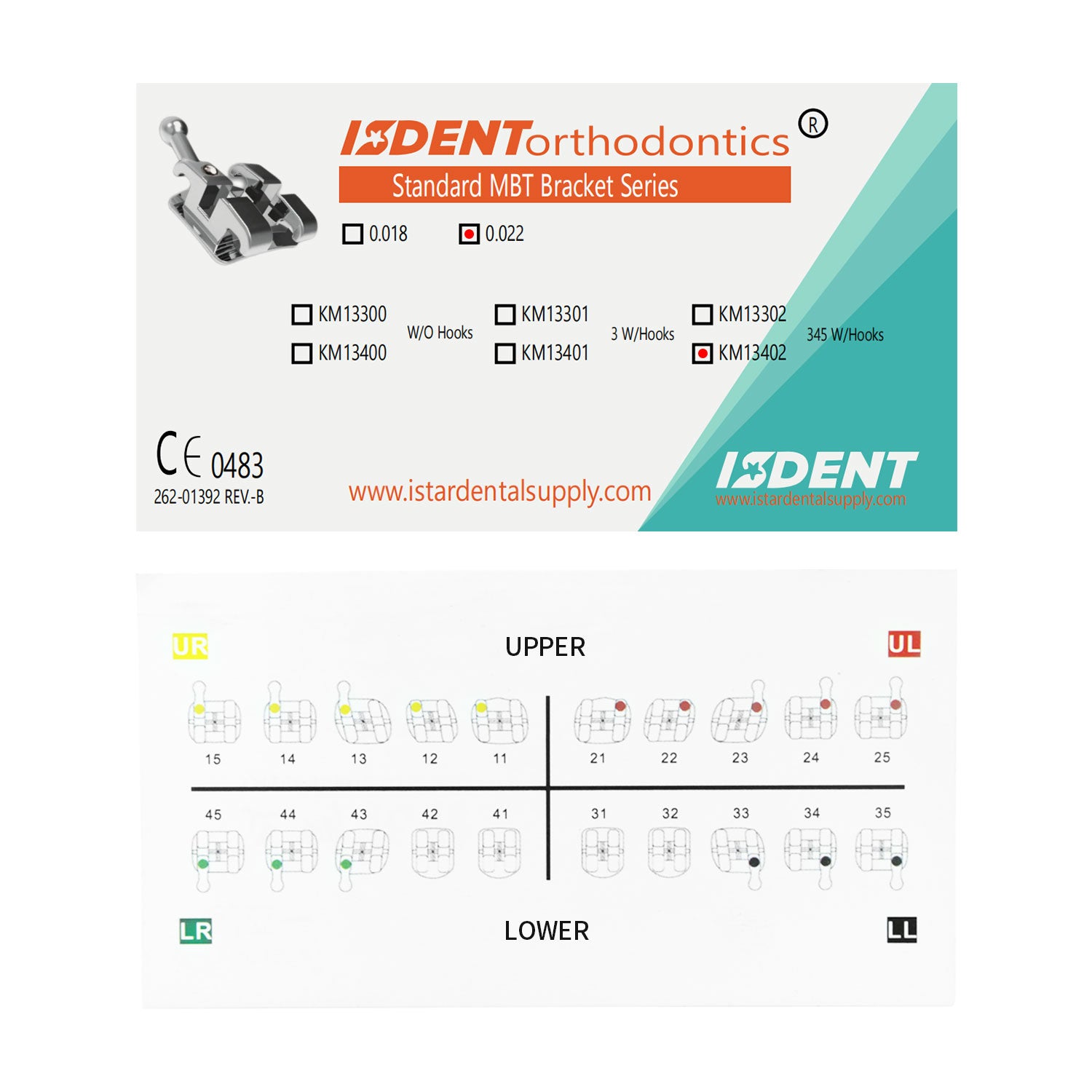 ISDENT Bracket Dental, Metal Bracket Standard ( MBT 022), 20pcs/Box